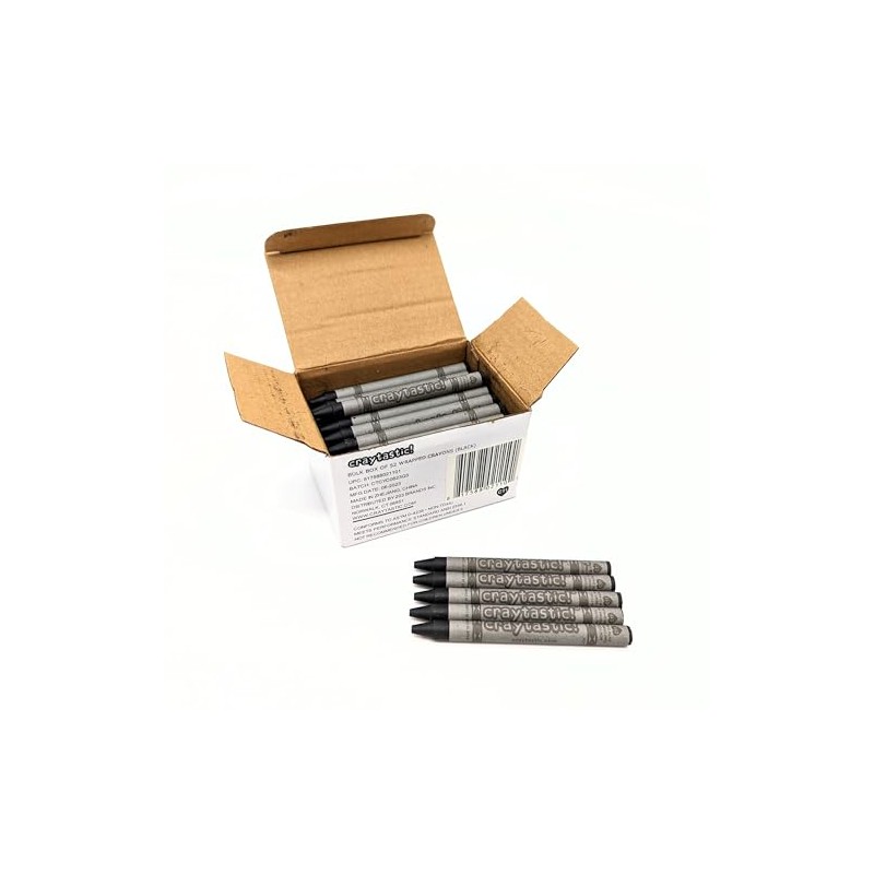 Craytastic! Bulk Wrapped Crayons Box of 52 (Black) for Crafting,