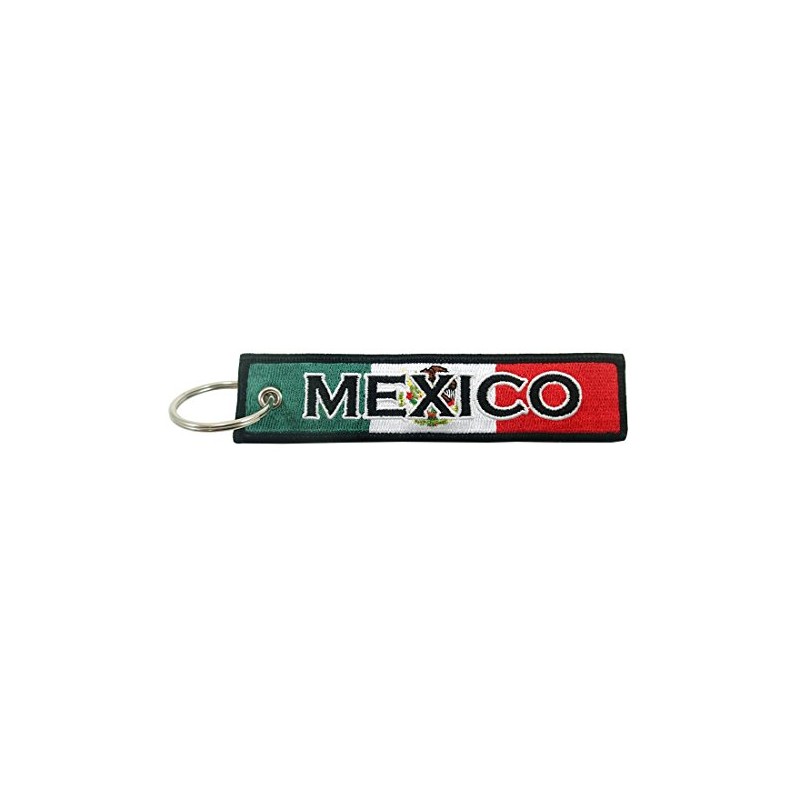 Mexico Flag Key Chain, 100% Embroidered