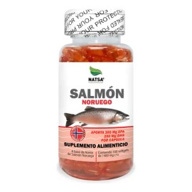 Salmon Noruego 100 Cápsulas, Contenido en Omegas esenciales, Apoya Función Cerebral, Alto contenido en EPA y DHA, Calidad Premium Sabor Natural