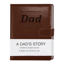 Artmag Dad's Life Story Journal with 250+ Prompt Questions, Family Keepsake Book Leather Cover for Dad to Share His Memories for Birthday Father's Day Christmas (Brown)