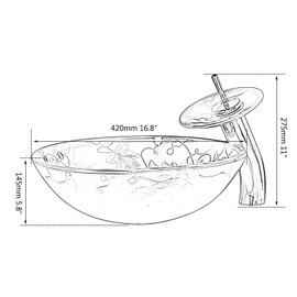 MEKKHALA Green Glass Vessel Sink With Faucet and Drain 17 inch Round Tempered Glass Bathroom Basin Lotus Sinks Top Mount Sink Bowl For Vanities