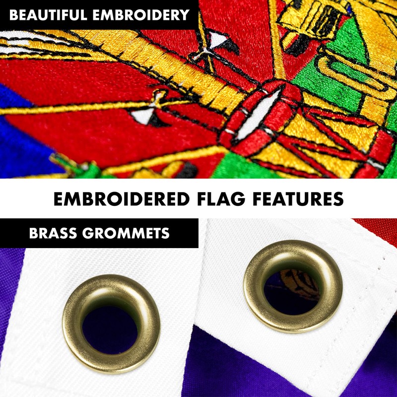 G128 Flag Pole 6FT Black & Haiti Haitian Flag 3x5FT