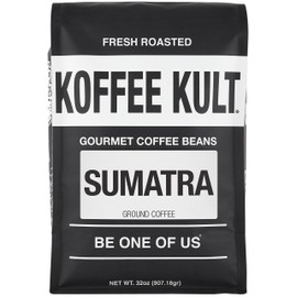 Koffee Kult Sumatra Coffee Ground Dark Roast - Indonesian Fresh Roasted Single Origin (Ground, 32oz)