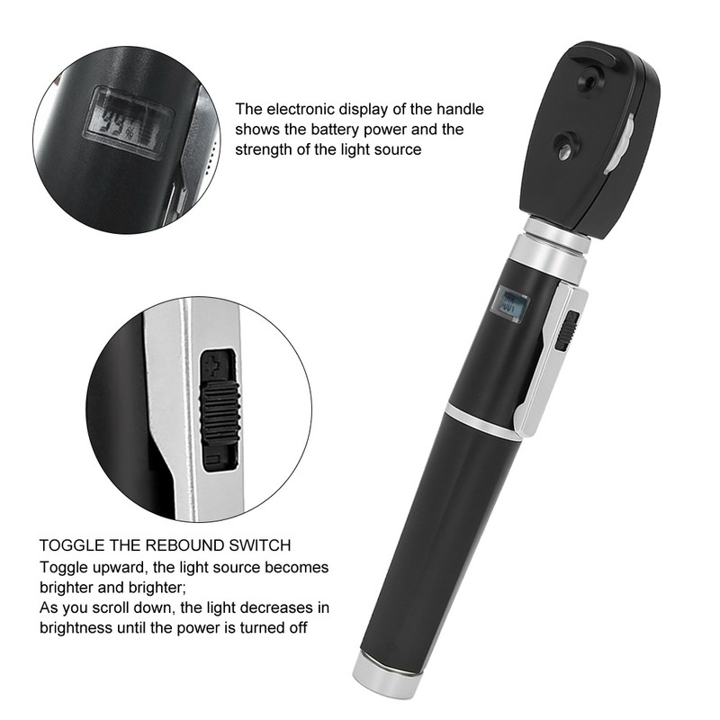 Ophthalmoscope Adjustable Brightness LED Light Eye Examination Devices Tool