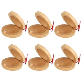 6 Pcs Wooden Finger Castanets Musical Castanets Instrument Educational Percussion Rhythm Castanets Musical Clap Board for Kids Adults