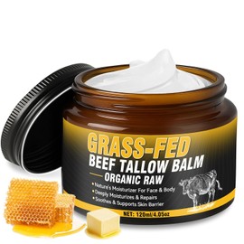 Crema de ternera para la piel, 4.1 fl oz, bálsamo de ternera y bálsamo de miel, hidratante facial de sebo batido alimentado con pasto, nutrición profunda para cara y cuerpo, adecuado para todo tipo de piel (4.05 onzas líquidas (paquete de 1))