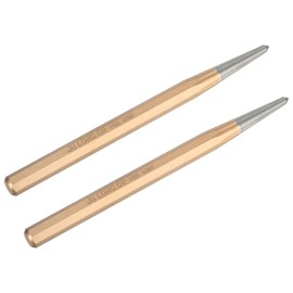 M METERXITY 2-Pack Center Punch 4mm Shank Point, 10x150mm Alloy Steel Center Punch Tool, Impact Resistant Metal Punch Center for Mark/Drilling/Punching/Scribing/Locator/Starting Nail [Golden]
