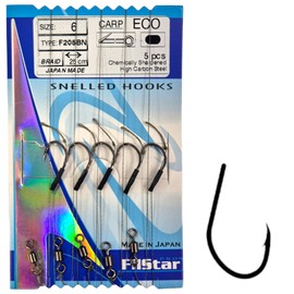 PRO FILSTAR Eco Carp Fishing Hook Set with Leader & Swivel, 5 Pieces, N6, Braided Line 25 cm, Fishing Carp Accessories, Carp Fishing Hook, Boilies & Pellet Hooks, Method Feeder, Leader Line, Sport Set