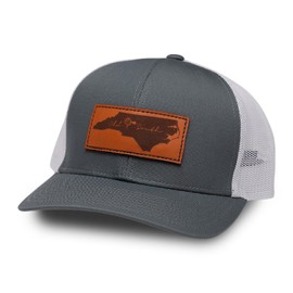 North Carolina Leather Patch - Trucker Hat Graphite/White
