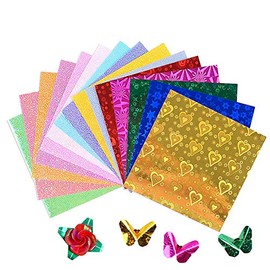 50 Shiny Origami Craft Sheets Laser Origami Paper 10 x 10 cm