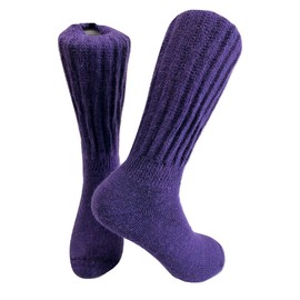 Tey-Art Alpaca Arte Alpaca Wool Designer Socks are Cozy, Warm & Colorful - Solid Purple L