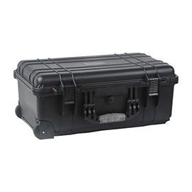 22" Rolling Weatherproof Equipment Case with Telescopic handle made of Polypropylene Plastic, Black with Foam Insert, 22" X 13.5" X 9" (NOTE Internal Dimensions: 19.75"×11"×7.6")