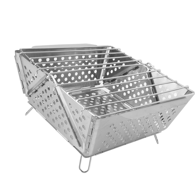 Foldable Portable Charcoal BBQ Grill Stainless Steel Folding Barbecue Grill