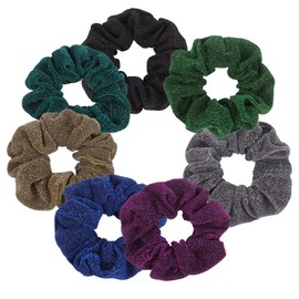 7 Pack Glitter Shimmer Dance Bun Net Tuck Net Hair Scrunchies for Girl Rich Tones Bun Covers Mesh String Bobbles Elastic Headdress Ties Ponytail Bun Holders Hair Donut Hair Accessories for Performance,Dance Recital,Cheer,Gymnastics,Birthday,Themed Party 