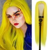 TANTAKO Long Yellow Wig with Small Lower Middle Part Lace