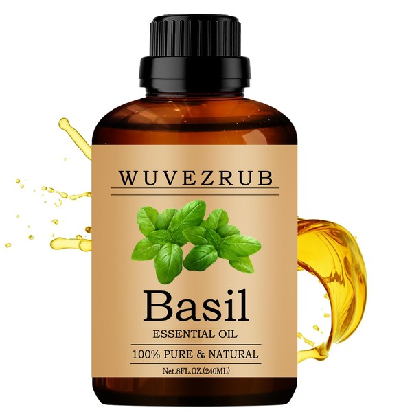 Basil Essential Oils 240ML, Organic 100% Pure and Natural Basil