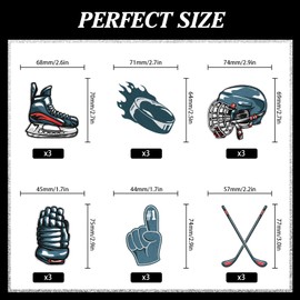 18-Pcs Hockey Player Happy Birthday Ball Sports Cupcake Toppers Set - Kids' Hockey Themed Party, Boys and Girls Birthday Party, or Baby Shower Party Decorations Supplies - LIANGSS