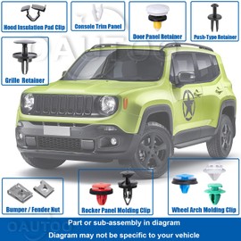 OAUTOO 181pcs for Jeep Renegade 2015-On Auto Body Interior and Exterior Retainer Fastener Clip Assortment