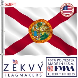 ZEKVY Florida Flag 5x8 Outdoor Made in USA - Double Sided Heavy Duty Vivid Color Florida Flags Banners with 3 Brass Grommet