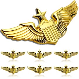 12/Pack Gold Pilot Wings Pins Badge, Flight Attendant Costume Air Force Wing Lapel Pin for Hat Shirt Uniform