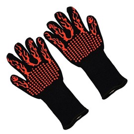 Oven Gloves, Heat Resistant Hanging Hooks, BBQ Gloves, Kitchen Wrist Protector (Red)