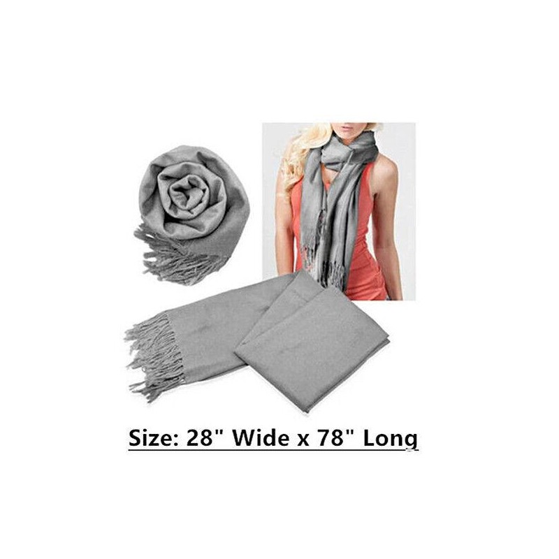 Solid Silky Pashmina Shawl Long 78"x28" Wrap Stole Wool Feel