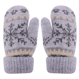 Winter Warm Mittens for Women Men - Soft-Double Layer-Snowflake Cold Weather Stretch Thick Lining Knitted Gloves