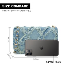 GAYI URBAN Quilted Crossbody Bags for Women, Small Soft Shoulder Handbags, Ladies Mini Clutch Purses (Denim)