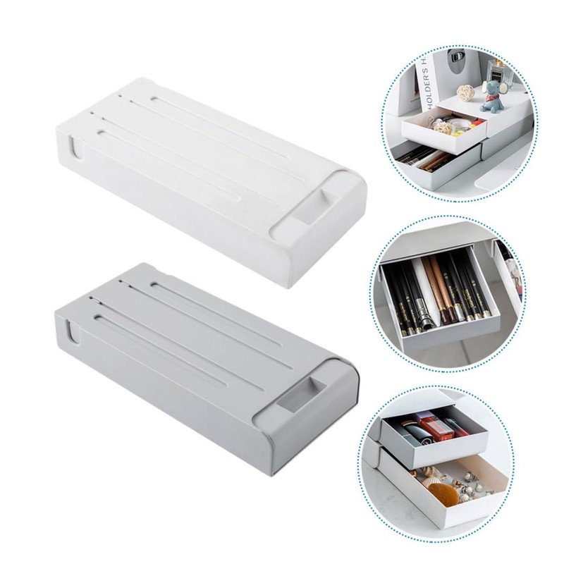 COHEALI 2pcs Plastic Desktop Storage Box Stackable Drawers Desk Organizers