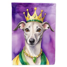 Caroline's Treasures DAC4905CHF Whippet King of Mardi Gras House Flag Large Porch Sleeve Pole Decorative Outside Yard Banner Artwork Wall Hanging, Polyester, House Size, Multicolor