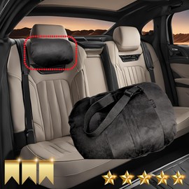 DEUTSCHMOTOR Car Headrest Pillow Suede for Mercedes Maybach S500 S600 Soft Cotton Down Pillow Core Cloud-Like Comfort Cushion (Black)