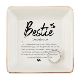 SUPERDANT to My Bestie Jewellery Tray Bestie Jewellery Dish Inspirational Quotes Trinket Tray Decorative Ring Holder for Birthday New Year Gift for Women Bedroom Decor