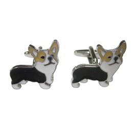 Black and Beige Toned Corgi Dog Cufflinks