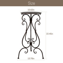 Winiko Corner Plant Stand| Plant Shelf| Outdoor/Indoor Potted Plant Display Stand| Metal Flower Stand for Garden Terrace Living Room (1 PCS, Brown)