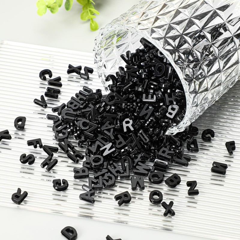 400Pcs Black Large Alphabet Letter Beads for Chunky Jewelry Crafts