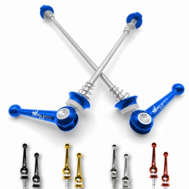 IMPALAPRO Bike TITANIUM Bike Quick Release Skewers Ultralight for MTB or Road Bike Wheels - Quick Release Bike Wheel Nuts - Quick Release Bolts - Bicycle Wheel Nuts - wheel spacers (Blue)