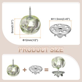 HARFINGTON 20pcs Transparent Green No Sew Pearl Buttons 12mm Cover Up Pins Removable Reusable Craft Button for Shirt Dress DIY Crafts Clothes Decoration