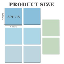 BAYTORY 640 Sheets Colored Sticky Notes, Gradient Memo Pads, Aesthetic Self-Stick Note, Self-Adhesive Sticky Note Easy to Post for Home Office School Supplies (Blue)