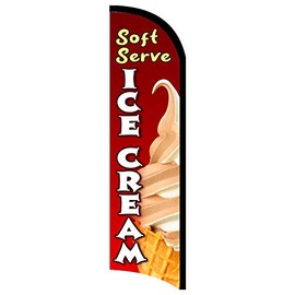 Vista Flags Soft Serve Ice Cream Premium Windless Polyknit Feather Flag (3 x 11.5 feet)