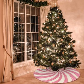 Falda de árbol de Navidad de 30 pulgadas, diseño de rayas de remolino rosa, tapete grande para árbol de Navidad, decoración rústica de granja (rosa, 30 pulgadas)