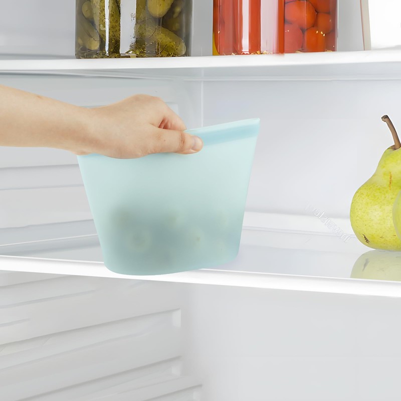 6 Pack Reusable Silicone Food Storage Bags, Emptycolor Reusable Ziplock
