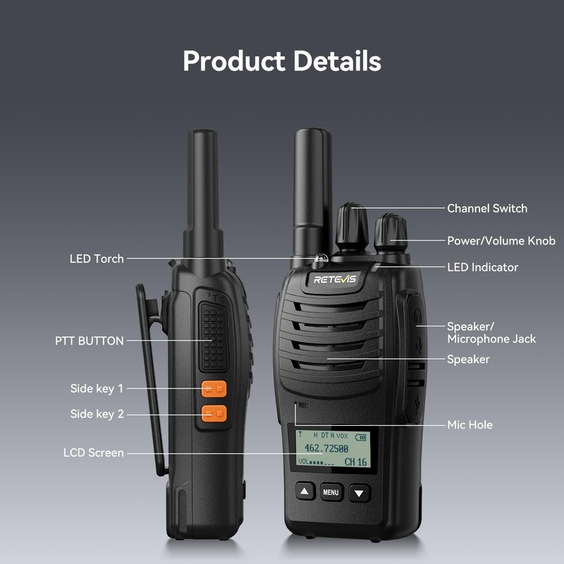 Retevis H777D Walkie Talkies Long Range with LCD Screen, NOAA,