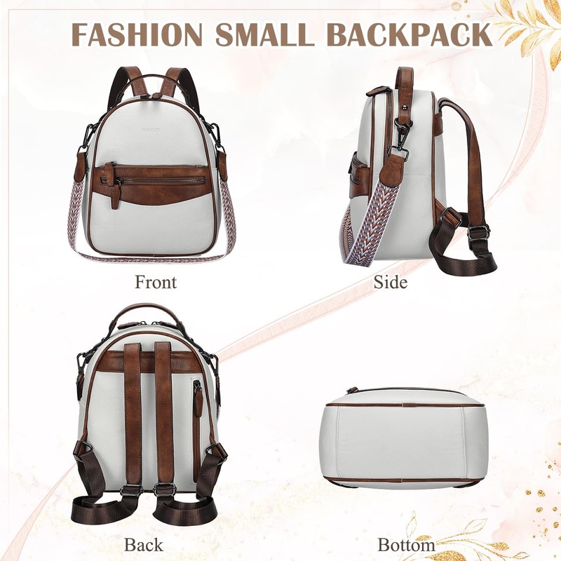 RAVUO Small Backpack Purse for Women, Designer Leather Handbag Cute