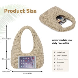 LUI SUI Crescent Straw Purse for Women Summer Beach Raffia Hobo Handbag Woven Tote 2025