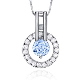 Floating Stone Chain Women's 925 Sterling Silver 8 mm Zirconia - Necklaces for Women with Silver Chain 925 Ladies - Women's Necklace Silver, Silver