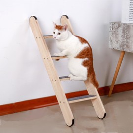 SHENGOCASE Solid Wood Wall Leaning Cat Ladder for Indoor Cats and Small Medium Dog, Stair Step for Window Bed, Wall Climbing Furniture (31.5")
