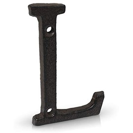 Basic Fundamentals 3-Inch Cast Iron Letters for Wall and Mailbox - Letter L - Industrial Design Mailbox Letters for Address Sign and House Decor - Black Brown