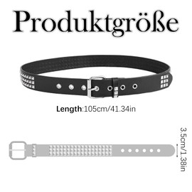 EPINGBP Y2k Belt Rivet Belt Y2k Belt with Rivets Rivet Belt Women Men Rock Punk Pyramid Gothic Leather Belt Pyramid Rivet Belt for Jeans Rockwear (Black), black