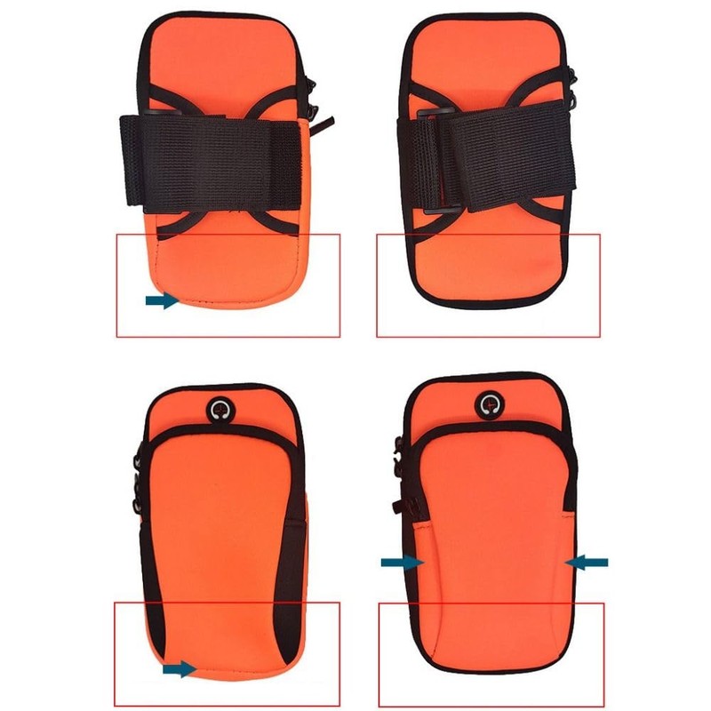 EZBUYGO 防水スポーツアームバッグ2ジッパー電話バッグイヤホンホールポータブルアームバンドポーチフィットネス運動電話バッグケースカバー普遍的(orange)