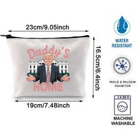 BLUPARK Daddy's Home Trump Cosmetic Bag Funny Trump Cosmetic Bag Funny Trump 2024 Gift Trump Makeup Bag Trump Fans Gift Trump Gift (CB, Daddy's Home)
